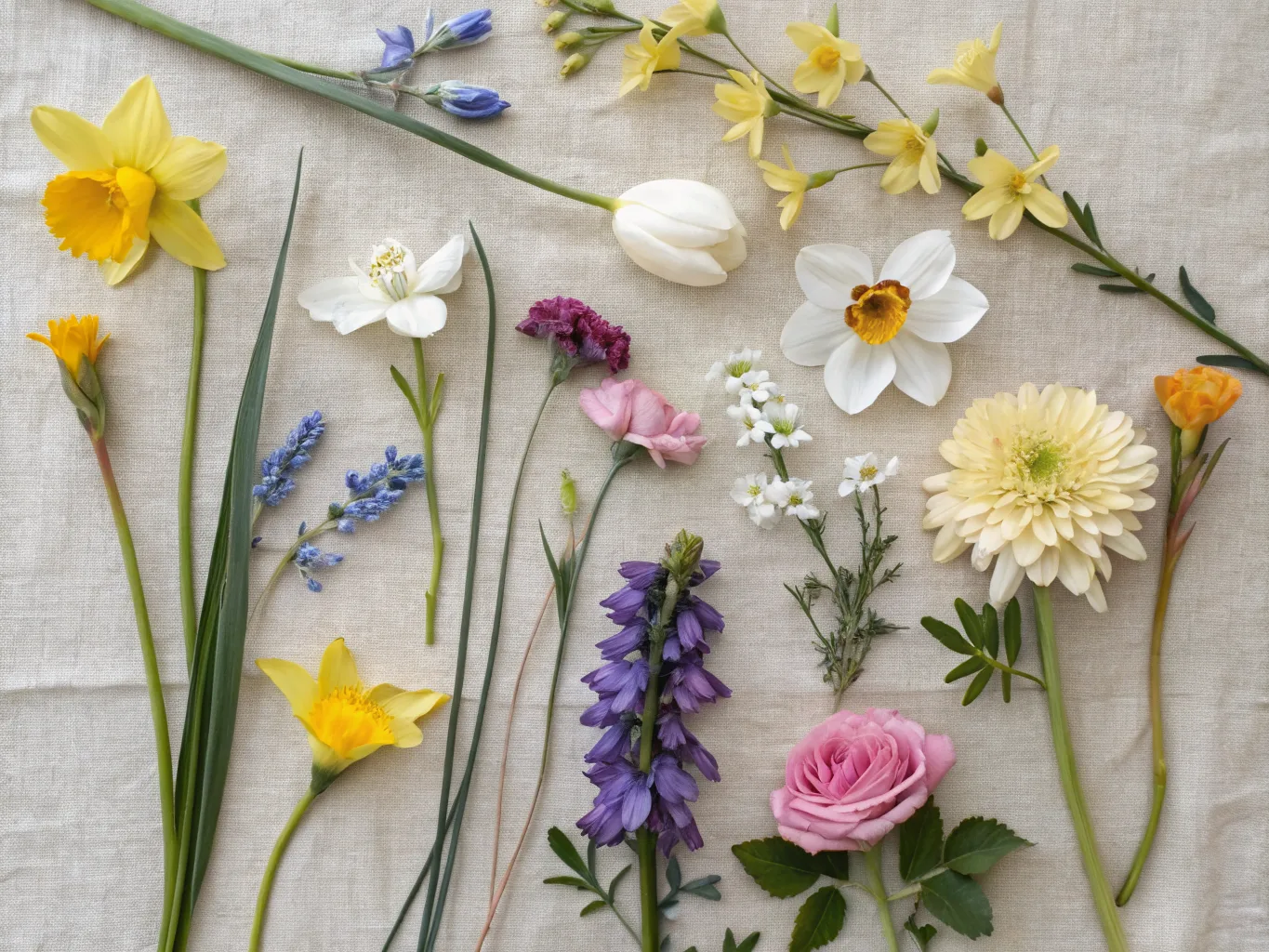 Vier Jahreszeiten mit Blumen — Frühling, Sommer, Herbst, Winter